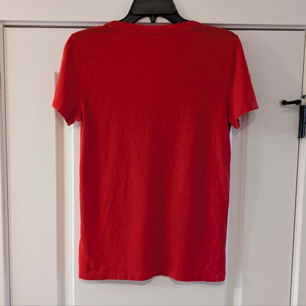 J. Crew Women's Featherweight Cotton Red Vintage Cotton V-neck T-shirt, Size S - Picture 2 of 3
